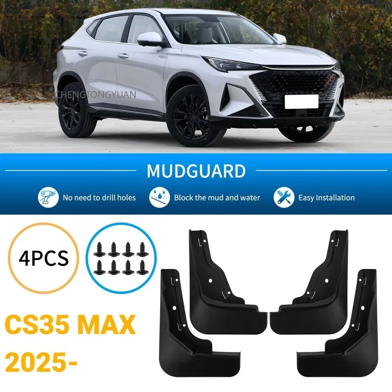 Accessoires de voiture : Garde-boue pour Changan CS35 MAX 2025, 4 pièces/ensemble, en ABS noir, protection anti-éclaboussures pour les ailes