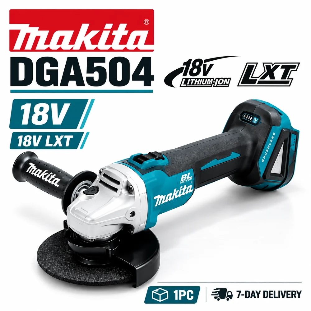 Image of Akku-Winkelschleifer DGA504 Makita 18V Bürstenlos zum Schneiden, Schleifen und Polieren, 18V LXT Akku-Plattform mit Werkzeug, 6,0Ah Akku-Optionen, DC18RC Fast