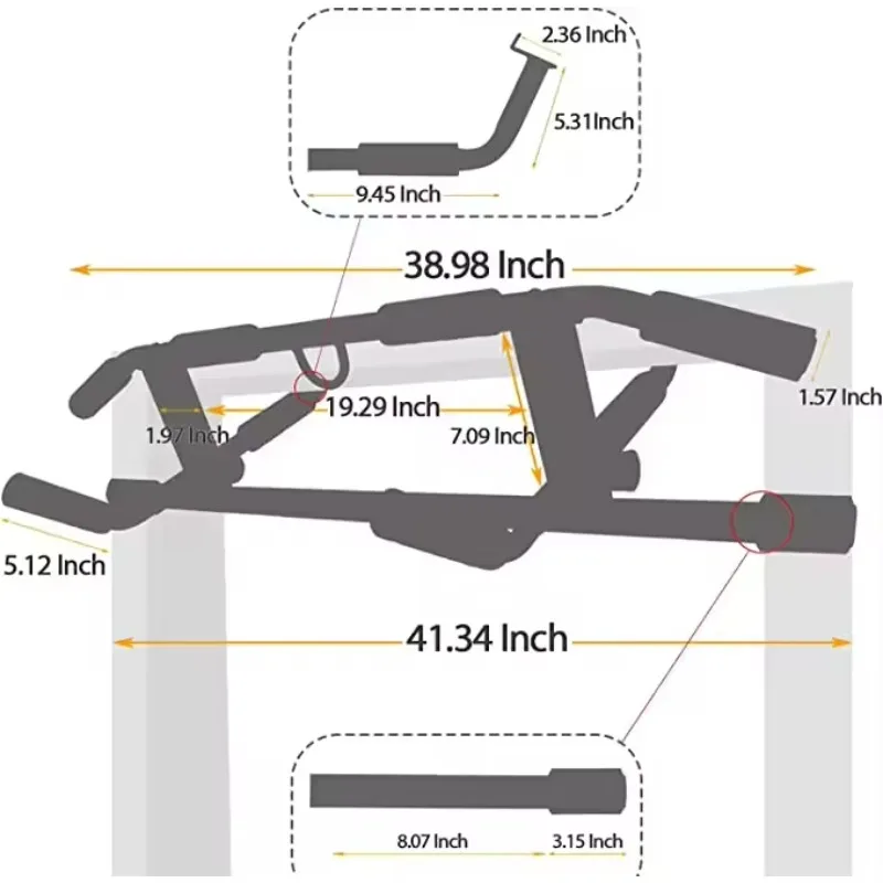 Easy Home Use Iron Foam Pull-Up Bars No-Screw Installation Doorframe Mounting 100x25.5cm 4kg Lightweight Home Gym Strength