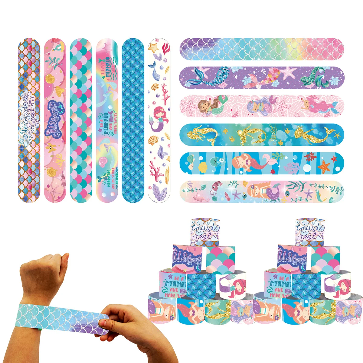 حورية البحر حفلة لصالح صفعة أساور الأميرة موضوع حفلة عيد ميلاد هدية جودي حقيبة الحشو أساور سيليكون عطلة الاطفال