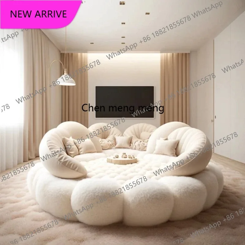 M183 Round Aesthetics Soft Bed Frame European Full Master Bedroom Hotel Create Bed King Size Fashionable Modern Cama