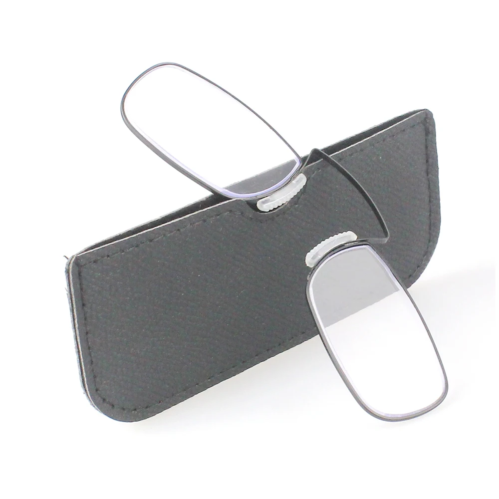 

Portable Reading Glasses for Men Prescription Glasses Clip Nose with Out Temple Rectangle Metal with Case +1 1.5 2 2.5 3