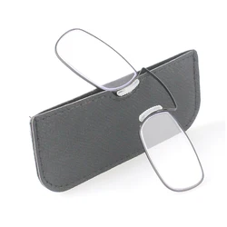 Portable Reading Glasses for Men Prescription Glasses Clip Nose with Out Temple Rectangle Metal with Case +1 1.5 2 2.5 3