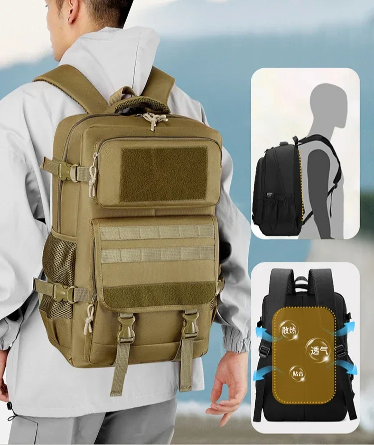 40L wasserdichter taktischer Rucksack, multifunktional, langlebig, große Kapazität, Outdoor-Reisetasche, Wandertasche, Jagdtasche, Herren-Umhängetasche – Detail 5
