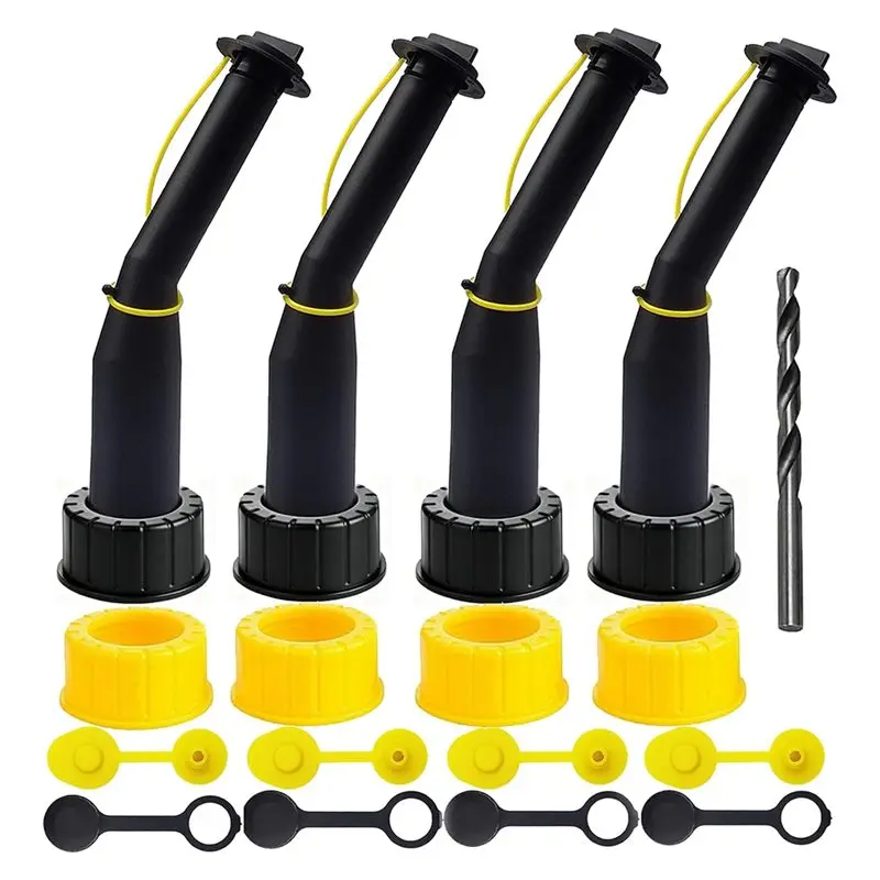 Gas Can Nozzle Angle Pour Spout With Pour Nozzle Coarse And Fine Thread Screw Collar Caps Vent Cap Drill