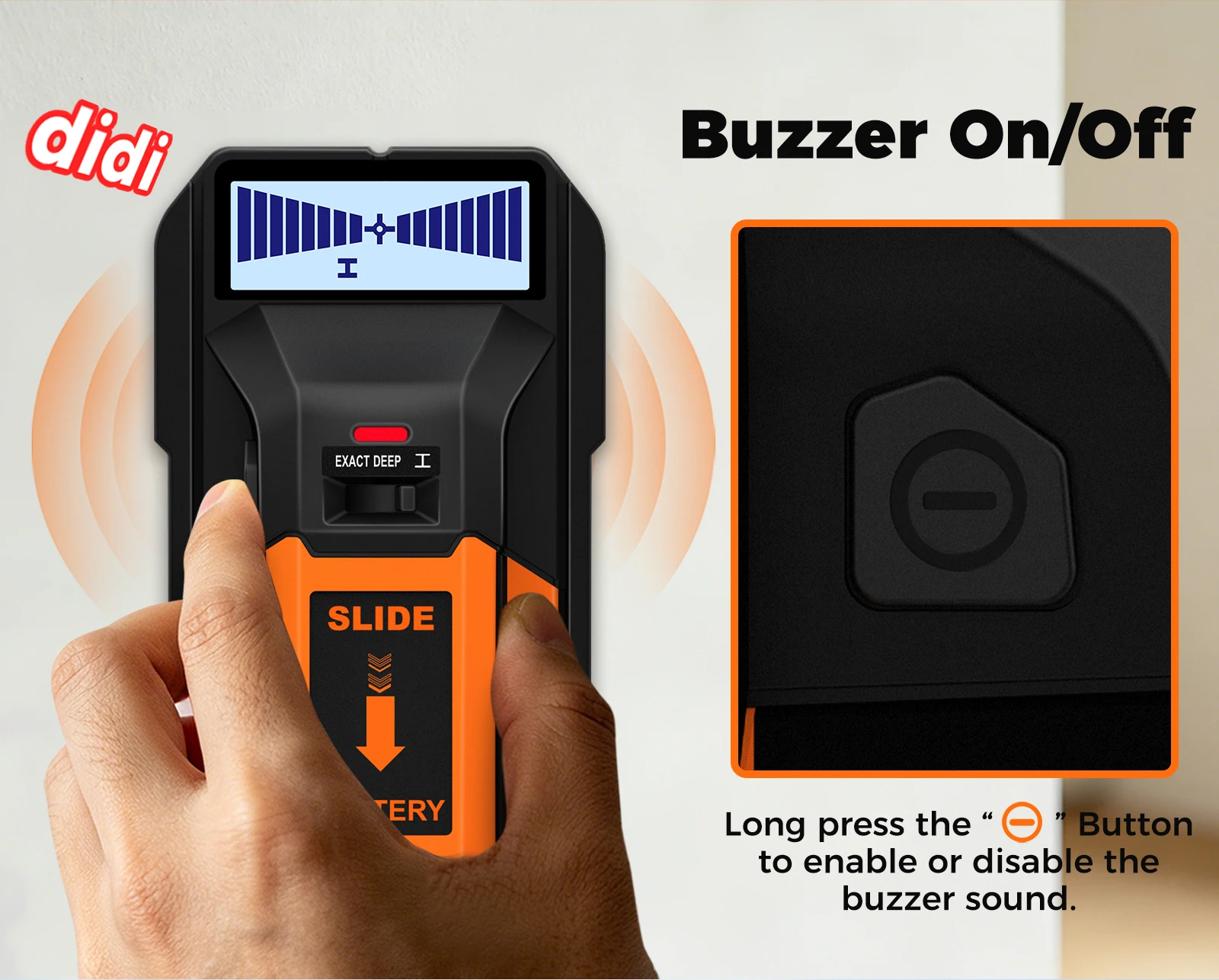 5-in-1 Stud Finder Wanddetektor Multifunktions-Wandscanner für AC-Kabel, Holz- und Metallerkennung, Tiefenmessgerät – Detail 7