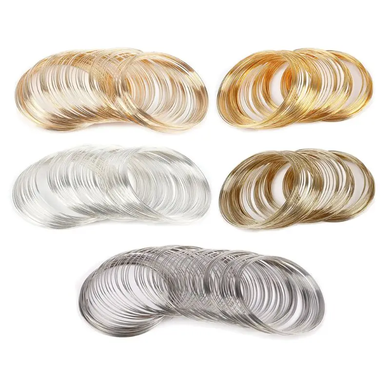 100 Pieces Memory Beading Steel Wire Bangle Bracelet 0.6mm for Jewelry Making Supplies DIY Arts Crafts Wrapping