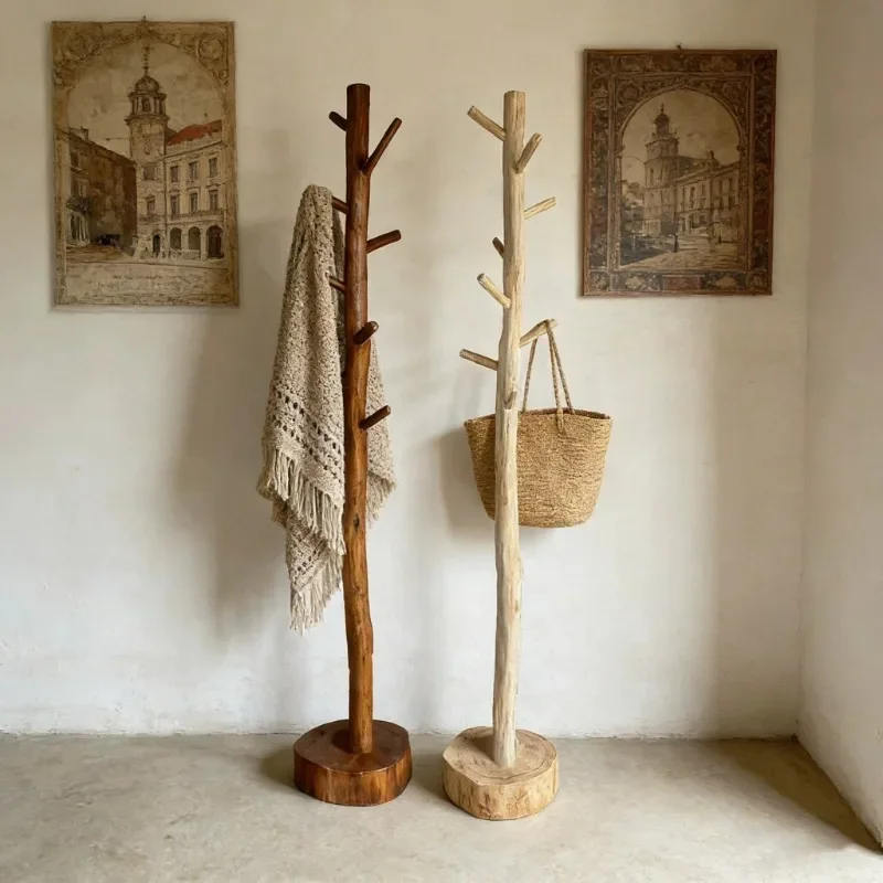 Jacket Vintage Clothes Rack Wood Hall Tree Nordic Japandi Style Luxury Clothes Rack Bedroom Storage Livingroom Home Furniture