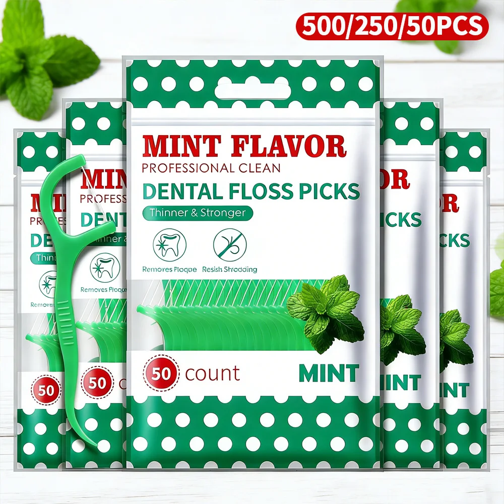 

Зубочистки RIMI SMILE Mint Floss Picks, 500/250/50 шт., ультратонкие и высокопрочные | Одноразовые портативные пакеты в упаковке | Высокополимерный, неразрушимый материал