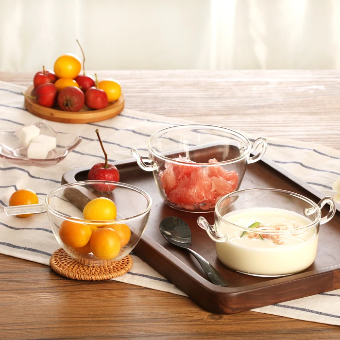 

Transparent Japanese Sle Salad Bowl Microwave Se Heat Resistant Glass with Double Ears for Sted Egg Custard Cute Dert
