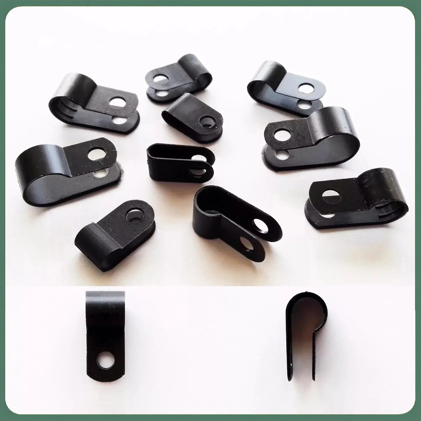 Black Nylon UV Resistant Wire Electrical Hose Loop Fixer Holder R-type Cable Clamp Clip Organizer Cord Clips for Wire Management