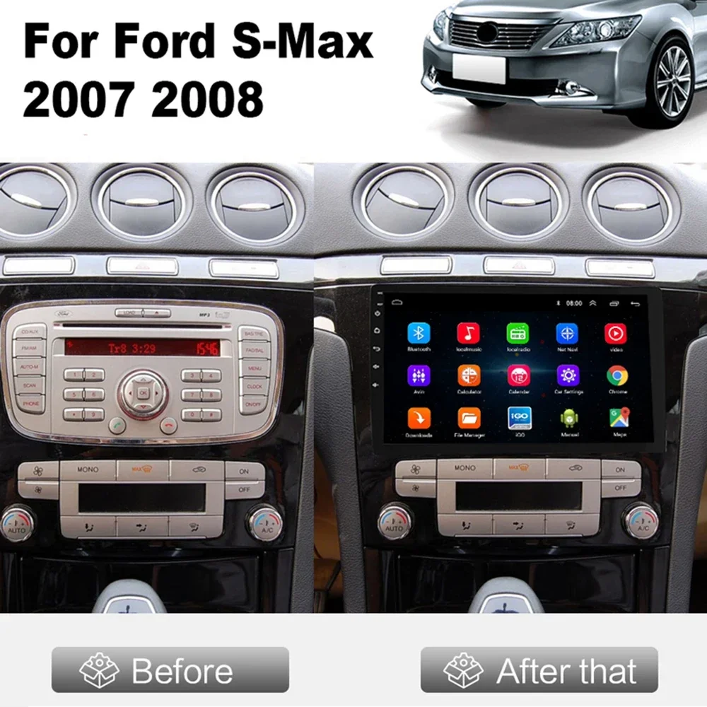 Android 13 Voor Ford S Max S-MAX 2007-2015 Autoradio Multimedia Video Player Navigatie GPS Stereo Auto Android HU Geen 2 Din DVD