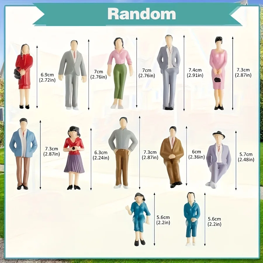 1: 25 Scale Miniature People Figurines Mini Architectural Plastic Figurines Mini People Figures Painted Standing and Seat People