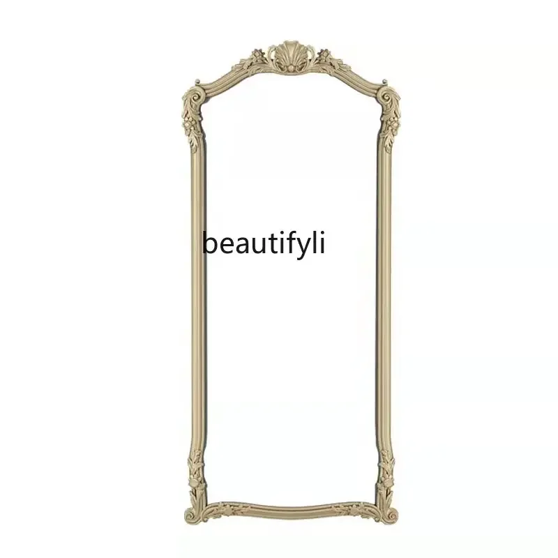 

European retro full-length mirror carved French floor-to-ceiling mirror wall-mounted full-body special-shaped fitting mirror