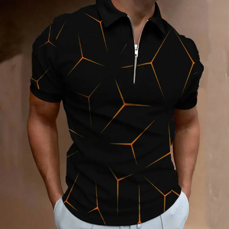 Fashion Men\'s 3D Printed Polo Shirts Male Turn-Down Collar T Shirt Tops