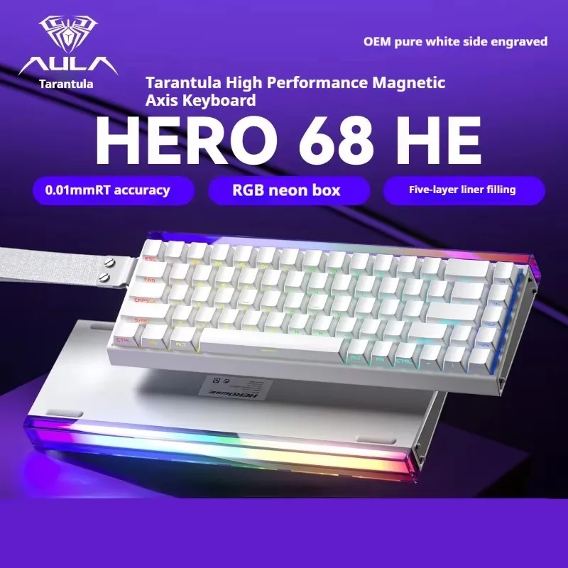 AULA HERO 68HE Magnetic Keyboard HERO 68 HE Wired RGB Hot Swap Esports Gaming Mechanical Keyboard Custom Computer Accessories