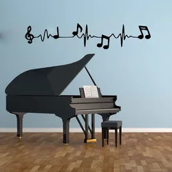 Large Music Note Heartbeat Wall Sticker Classroom School Musical Jazz Rock Band Wall Decal Playroom Vinyl Home Decor