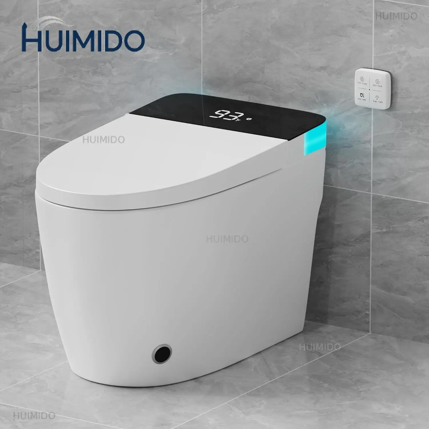 Smart Toilet with Elongated Heated Seat, Auto Flush, Manual Soft-Close Seat & Lid, Night Light, Electric Tankless,Customized