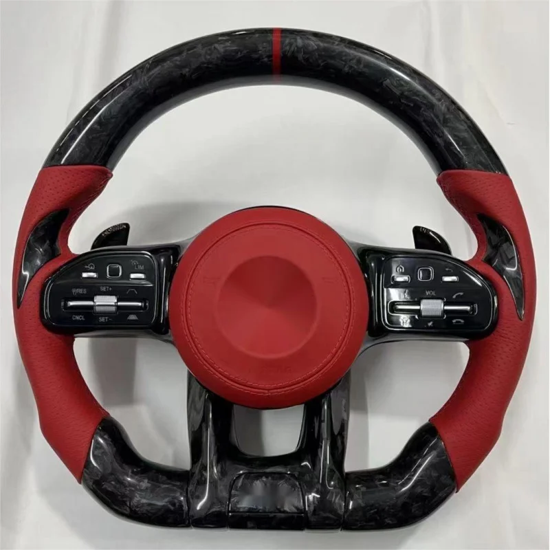 Suitable for Mercedes-Benz AMG carbon fiber steering wheel AECSG-class GLC260 GLE CLS GT airbag model compatible with Mercedes-B