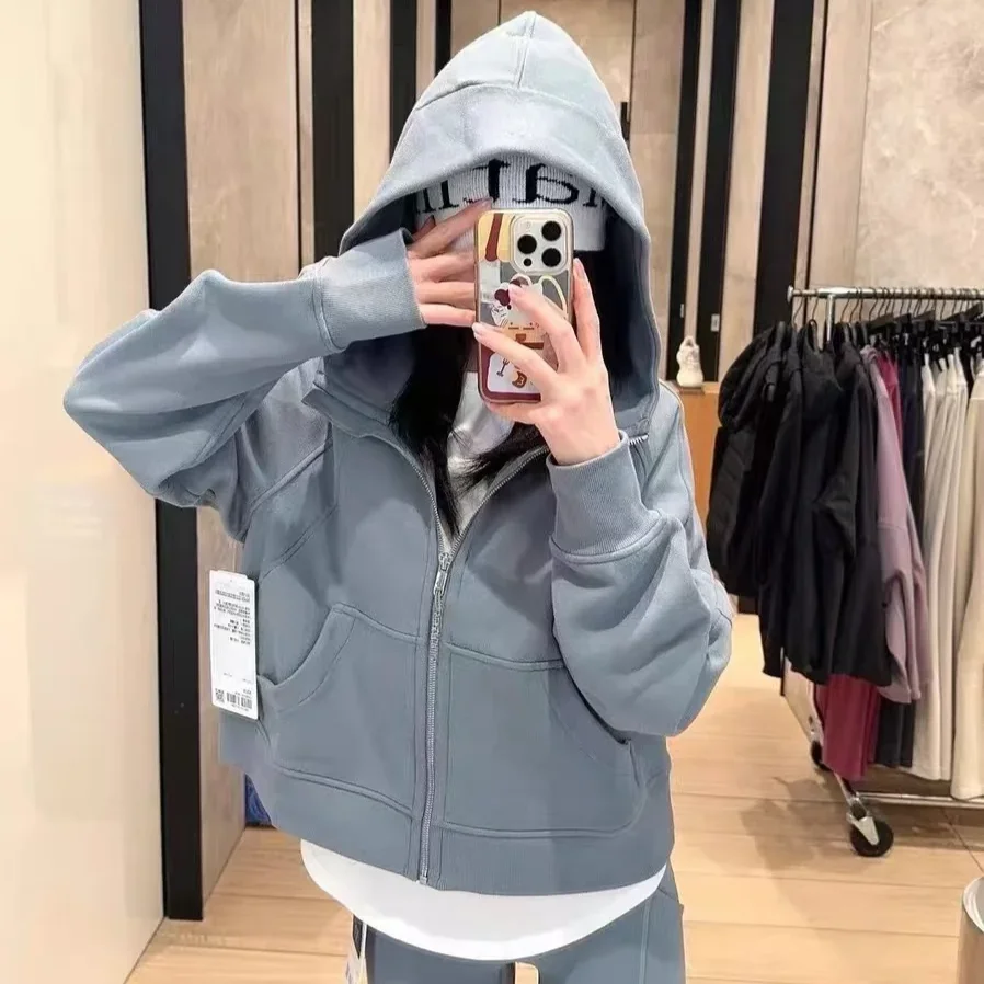 

Lemon Women Winter Thicken Warm Long Sleeve Hooded Sweatshirts Define Jackets Coat With Pockets Sport Fitness Yoga Zip Up Hoodie