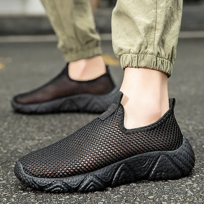 

Дышащая спортивная обувь без шнуровки на толстой платформе с сетчатым верхом для мужчин, оригинальные предложения, дешевые мужские повседневные кроссовки для спортзала Liquidation