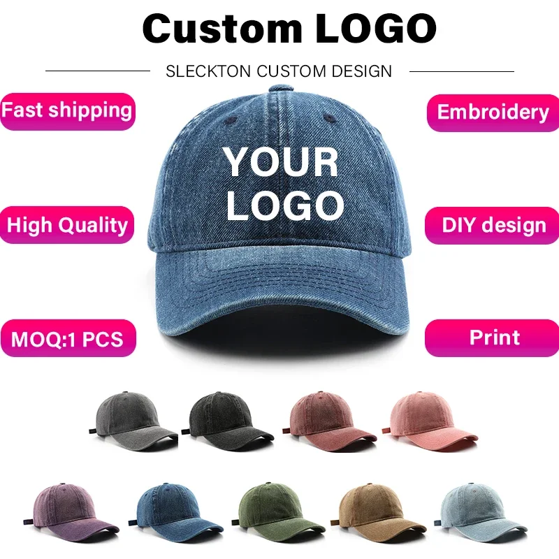 SLECKTON Custom LOGO Baseball Cap for Men and Women Brand Design Picture Print Embroidery DIY Cowboy Hat Adult Unisex Wholesale