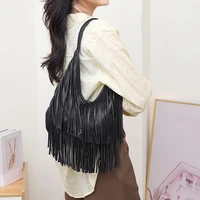 Long Tassels Women handbag Fashion Shoulder Bags for ladies hand bag Soft PU leather casual hobos armpit bag female Tote - Image 3