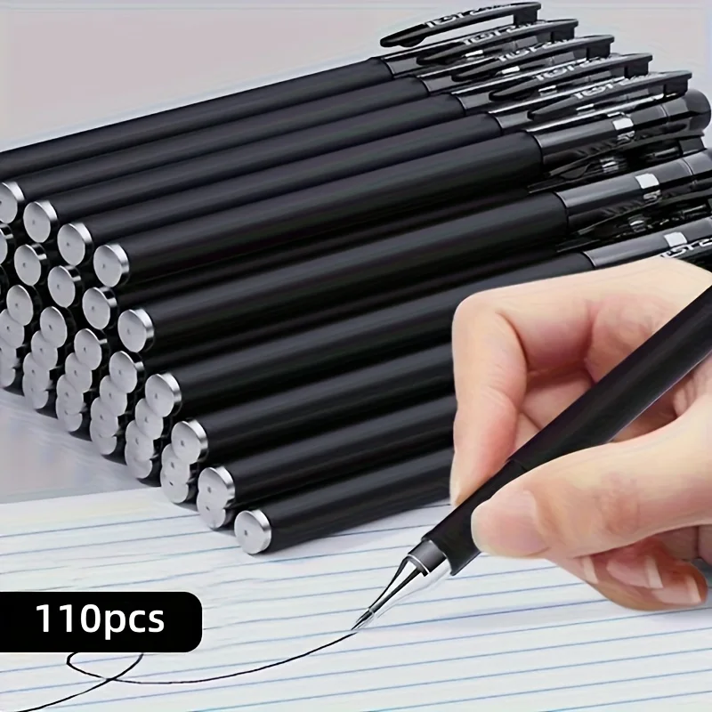 

Set of 110 Black Ballpoint Pens with a 0.5Mm Tip, Suitable for Students And Office Use, Ideal for Business Signatures And Exams