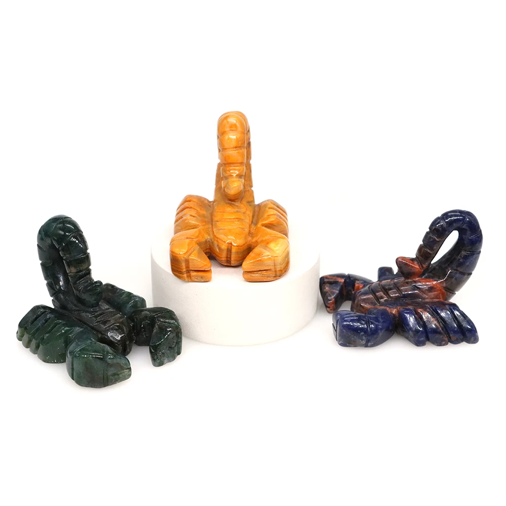 Natural Stones Scorpion Figurine Miniatures Crafts Ornaments Reiki Healing Crystals Animal Model Small Statue Home Decor Gifts