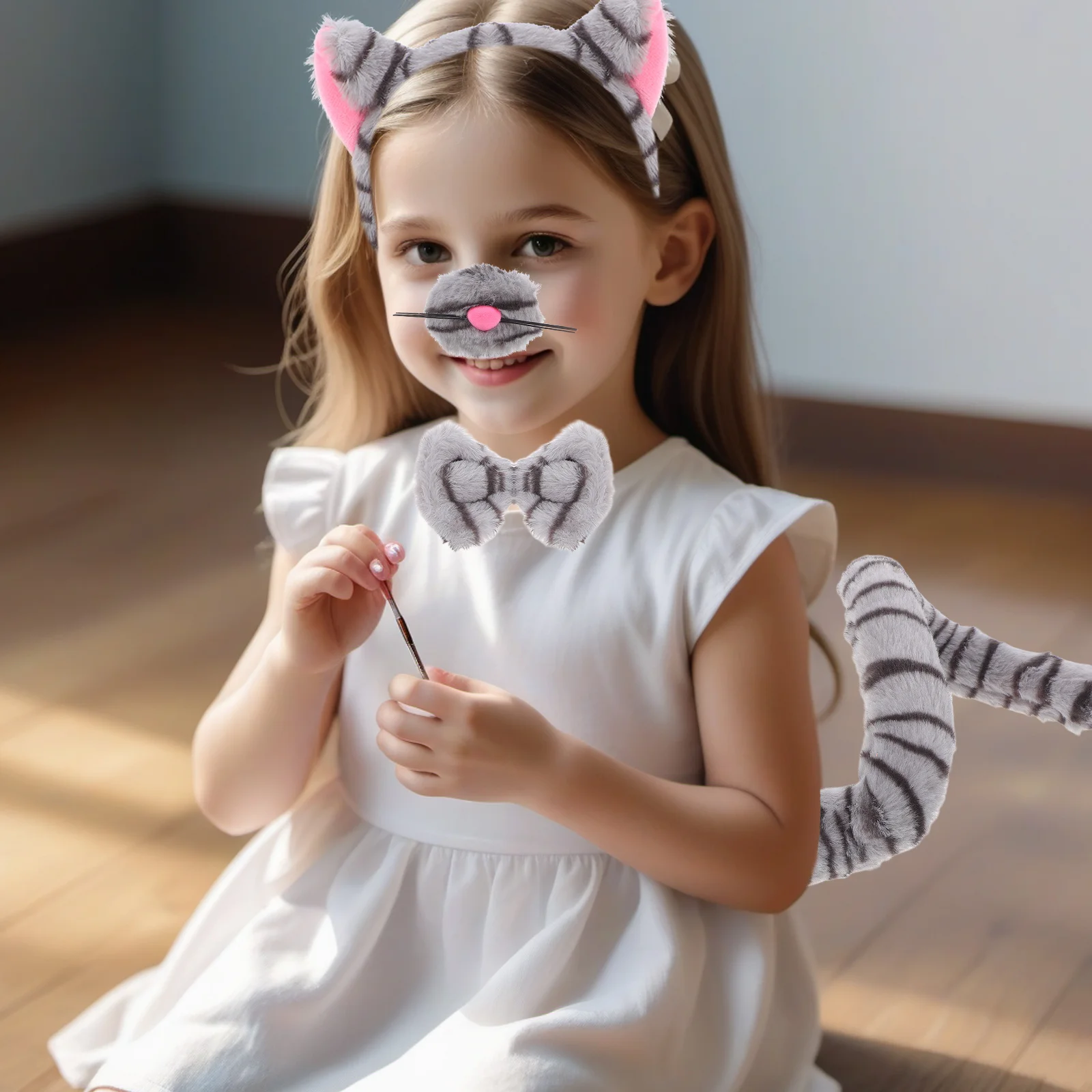 1 ensemble de bandeaux à imprimé chat, accessoire de costume de cosplay pour enfants, fête de carnaval, accessoire de déguisement d'Halloween, accessoires portables