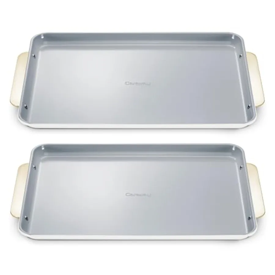 

Набор из двух больших противней с антипригарным керамическим покрытием - естественно гладкое керамическое покрытие - без токсичных веществ PTFE и PFOA - идеально подходят для выпечки