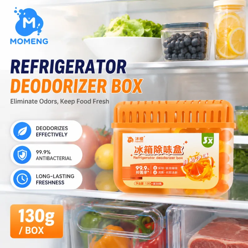 Desodorante para Refrigerador MOMENG con Aroma a Limón, Carbón Activado Antibacterial, Eliminador de Olores, Conservador de Frescura para Refrigerador de Cocina, Purificador de Aire