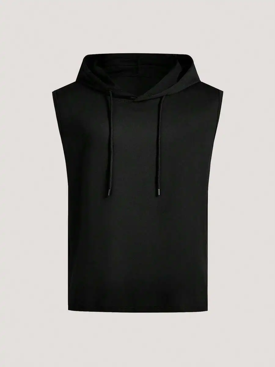 Driftmere Men Plain Casual Drawstring Hooded High Low Hem Sleeveless Tank Top, For Boyfriend Gift, Going Out Father's Day – A