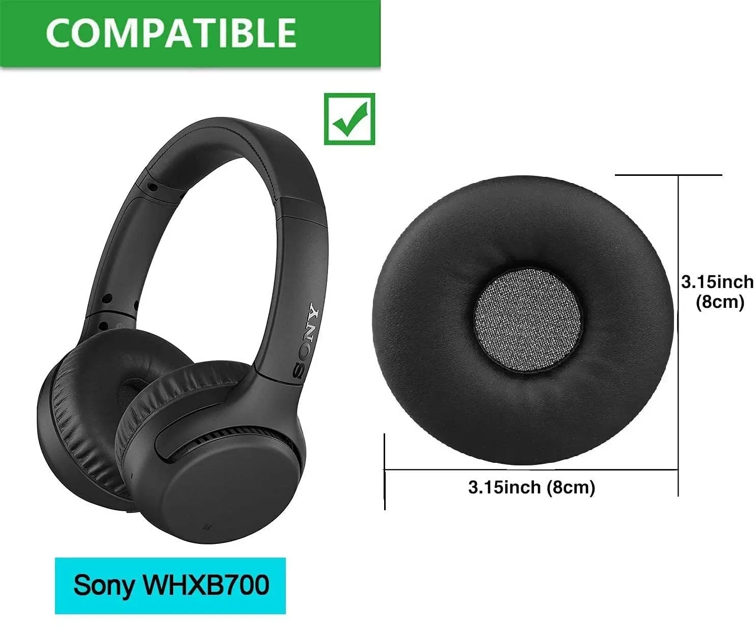 WHXB700-almohadillas de repuesto para auriculares Sony WH-XB700, almohadillas para los oídos, inalámbrico, Extra Bass, Bluetooth