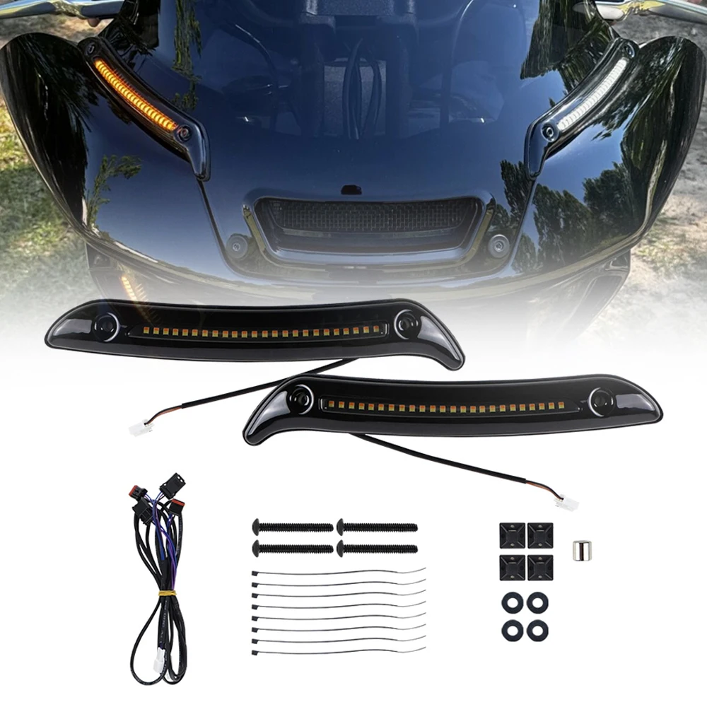 

For Softail Low Rider ST FXLRST 2022-2024 LED Motorcycle Windshield Turn Signal Running Lights