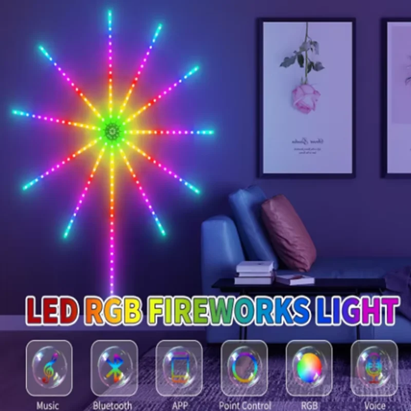 USB 5V Indoor Electronic Firework Lamp, RGB Color‑Changing Music Sound‑Activated LED Light for Bar Party