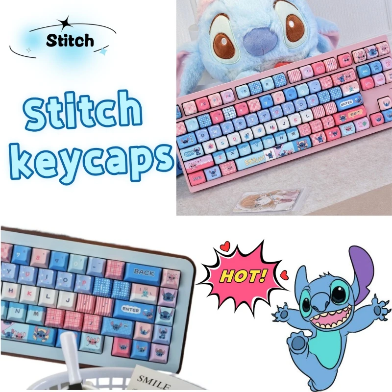 

Stitch Anime Cute Kawaii Five Sides Sublimation Original Height PBT MOA Keycaps Mechanical Creative Keyboard Theme Accessories