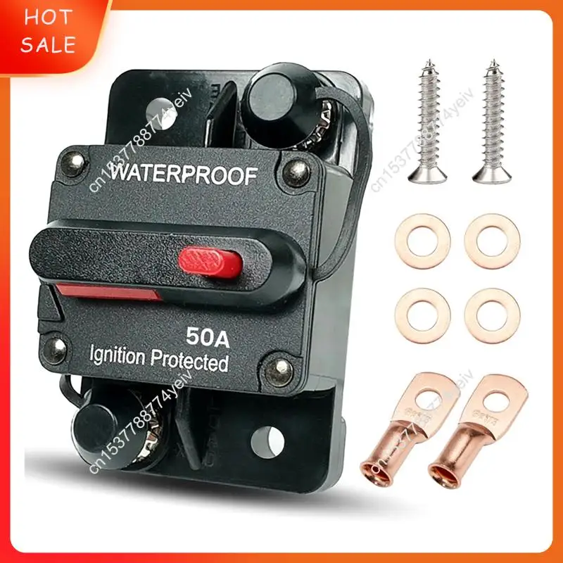 Disjoncteur automobile 50 ampères avec réinitialisation manuelle, porte-fusible étanche pour moteurs de pêche à la traîne, bateaux et automobile A62X