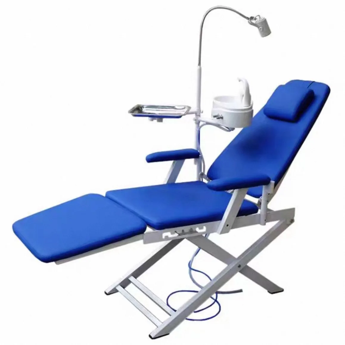 Folding Dental Chair, Portable Dentist Treatment Unit with Adjustable Headrest & Footrest, Medical Grade Steel Frame