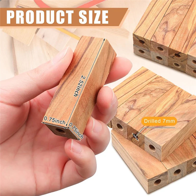 

ABDJ-20Pcs Pre Drilled 7Mm Olive Wood Pen Blanks For Woodturning Pen Turning Kit For Pen Making Supplies 2 1/2 X 3/4 X 3/4In