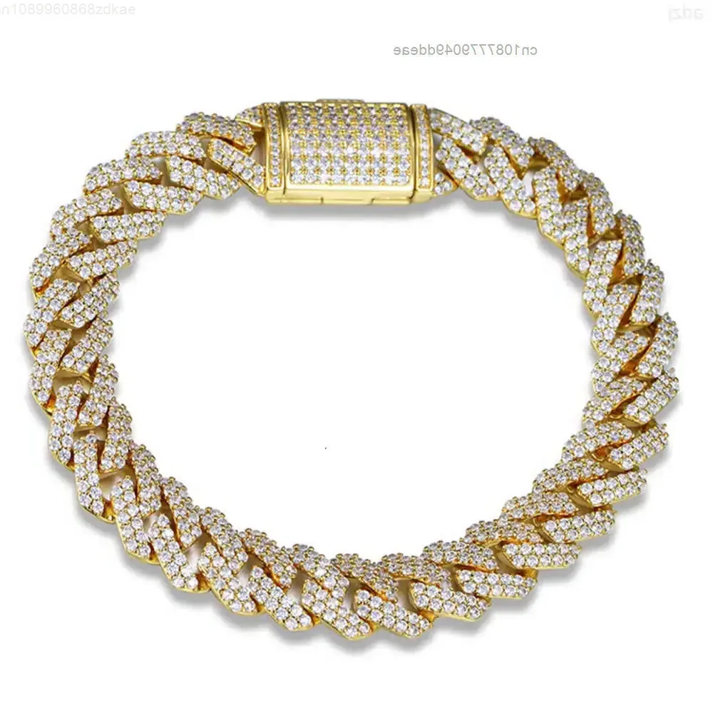 

Hip Hop Jewelry Charm Bracelets Cuban Link Chain Miami Brass Copper Cuban Diamond 18k Gold 12mm Gifts for Men