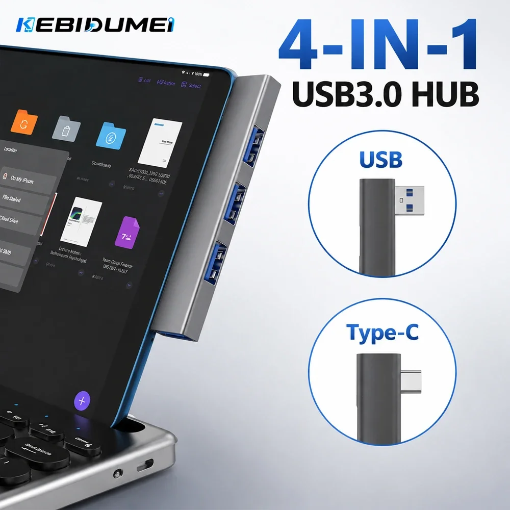 KEBIDUMEI USB 3.0 HUB 4 IN 1 5Gbps High Speed Transmission Dock Station Portable USB Splitter OTG Adapter Computer Accessories