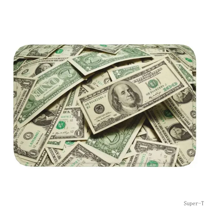 Custom Money Dollars Bill Pattern Doormat Non-Slip Entrance Kitchen Bath Floor Door Mat Garden Rug Carpet Footpad