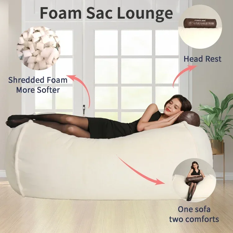 Leather Foam Filled Compressible Giant Bean Bag Chair Wholesale Armchair Stretch Large Beanbag