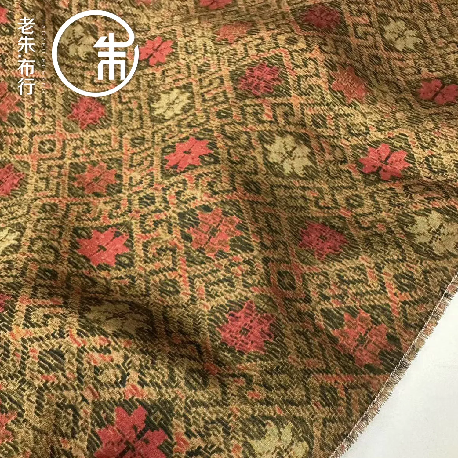 38 Momme Multi-Grain Red Flower Heavy Satin Fragrant Cloud Yarn Silk Leather Fabric Silk Dress Top Fabric