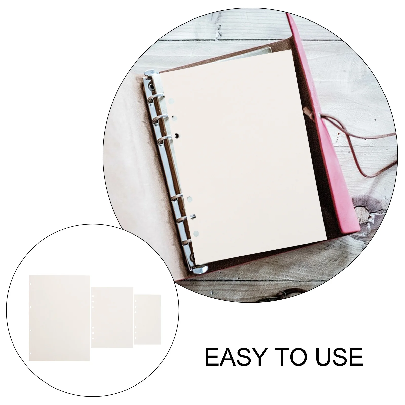 عبوات أوراق فضفاضة بفتحة A5 ورق حشو فارغ لمجلة الموثق منظمو دفاتر الملاحظات الورقية العادية باللون الأبيض #3