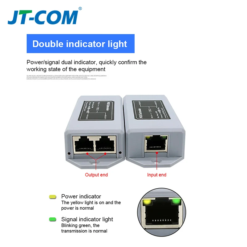 1 ถึง 2 พอร์ต POE Extender 100Mbps IEEE 802.3af/มาตรฐาน 48V สําหรับกล้อง NVR IP POE ขยาย 100 เมตรสําหรับ POE