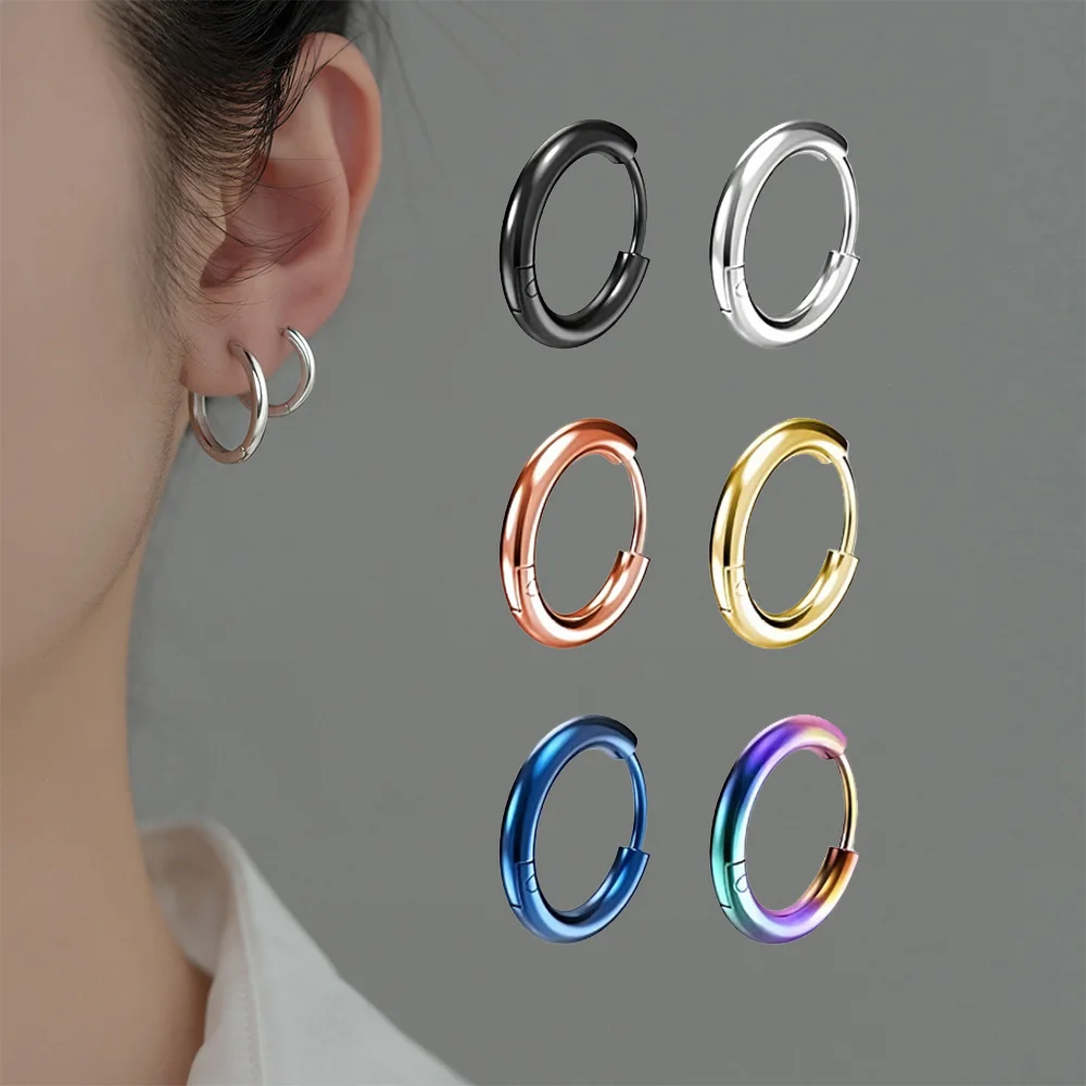 1 par de pendientes de aro clásicos de alta calidad para hombres/mujeres, hebilla de oreja de acero inoxidable, uso diario, joyería para oreja, precio de fábrica, gran oferta