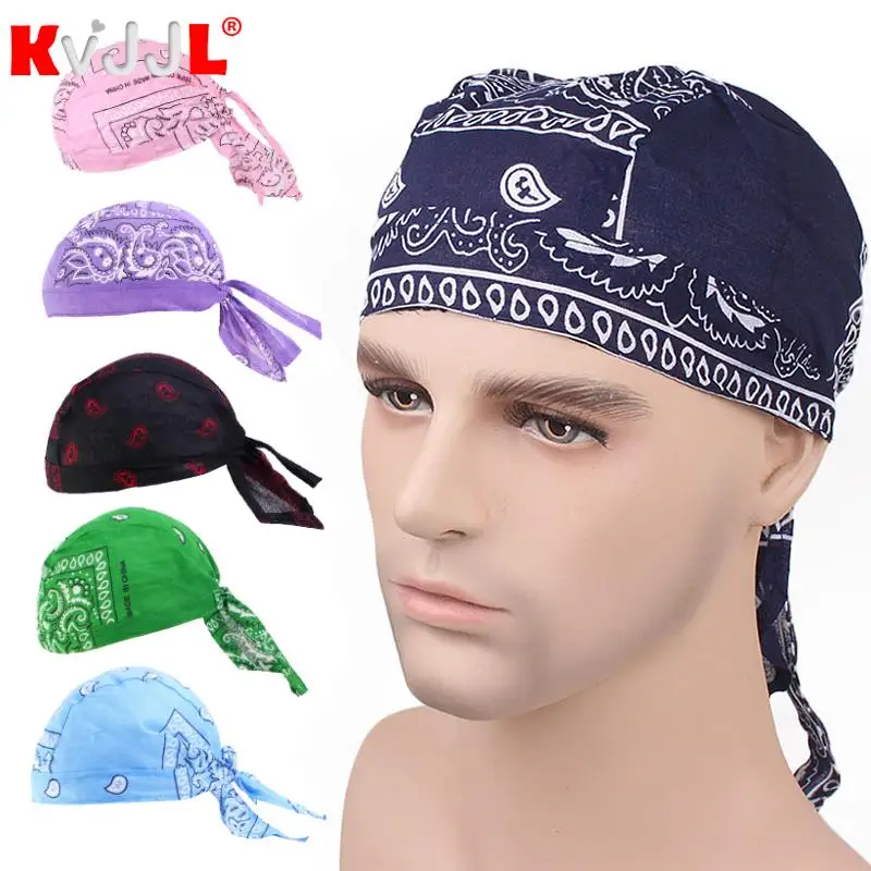 1Pcs Cotton Cycling Pirate Bandana Unisex Adult Headwraps Bike Headband Headcloth Sweat Wicking Beanie Hip-hop Turban Head Scarf