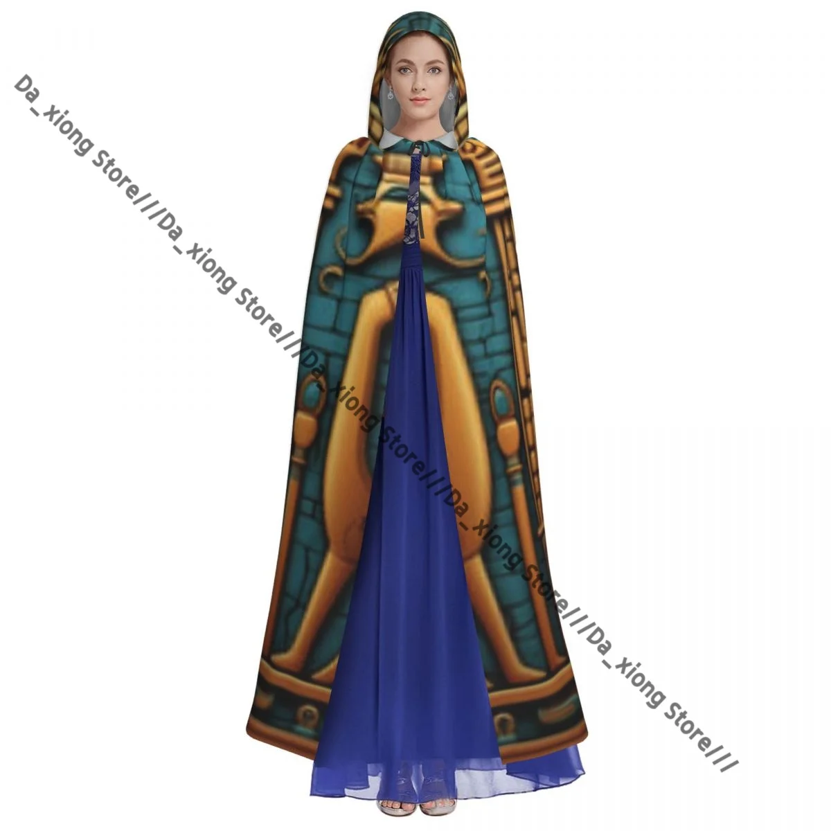 Egyptian Hieroglyphs Witch Cloak Halloween Cosplay Costume Adult Unisex Cloak Retro Ages Cape view 3